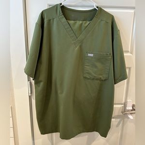men's Dark Olive Leon Two-Pocket Scrub Top 2XL + Pisco Basic Scrub Pants 2XL